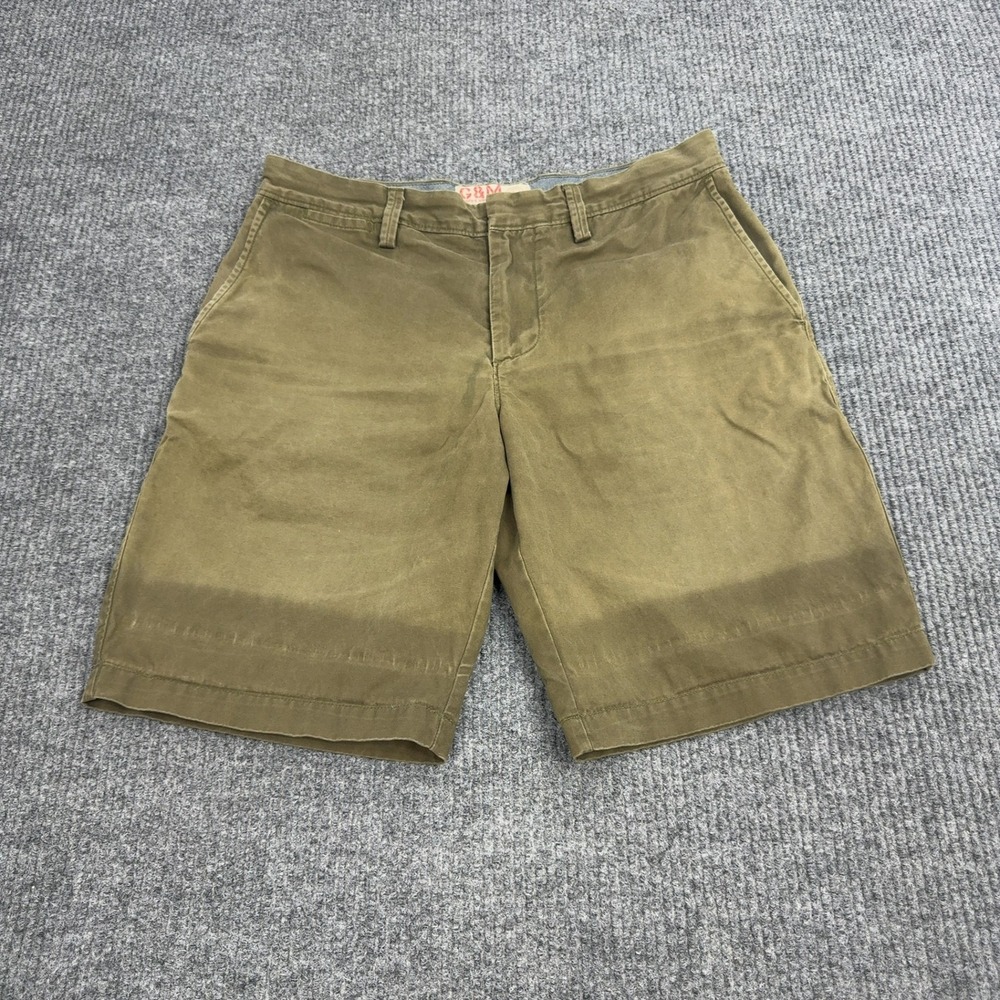 G&M Shorts Mens 32 Green 100% Cotton Rugged & Washed Out‎ Chino Casual Style